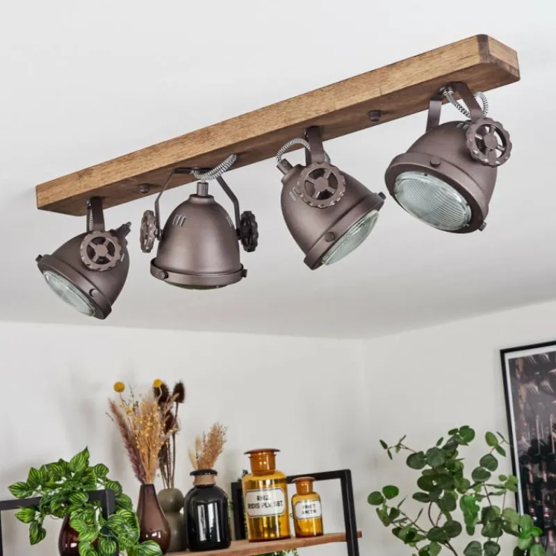 Lampes Industrielles-hofstein Plafonnier Herford Bois foncé, 4 lumières