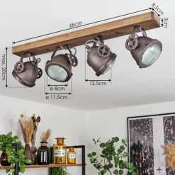 Lampes Industrielles-hofstein Plafonnier Herford Bois foncé, 4 lumières