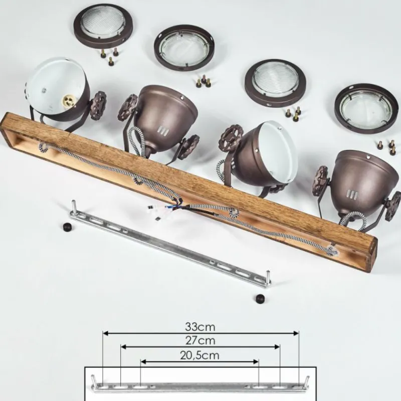 Lampes Industrielles-hofstein Plafonnier Herford Bois foncé, 4 lumières