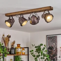 Lampes Industrielles-hofstein Plafonnier Herford Bois foncé, 4 lumières