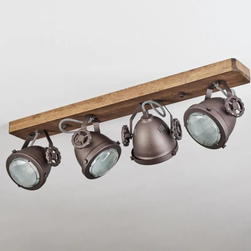 Lampes Industrielles-hofstein Plafonnier Herford Bois foncé, 4 lumières