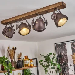 Lampes Industrielles-hofstein Plafonnier Herford Bois foncé, 4 lumières
