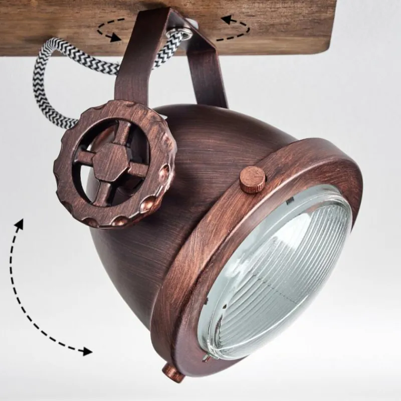 Lampes Industrielles-hofstein Plafonnier Herford Bois foncé, Rouille, 4 lumières