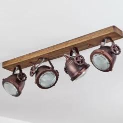 Lampes Industrielles-hofstein Plafonnier Herford Bois foncé, Rouille, 4 lumières