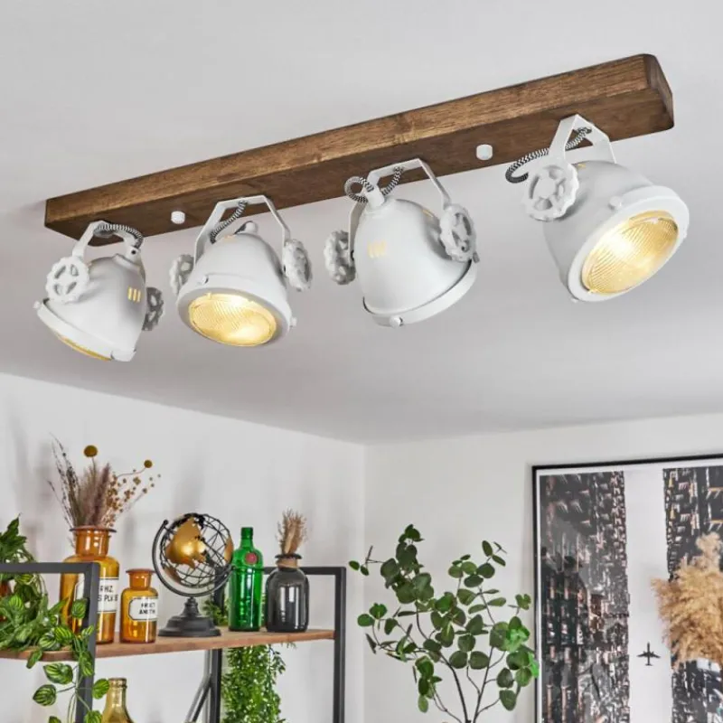 Lampes Industrielles-hofstein Plafonnier Herford Bois foncé, 4 lumières