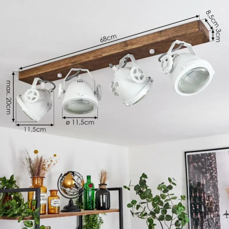 Lampes Industrielles-hofstein Plafonnier Herford Bois foncé, 4 lumières