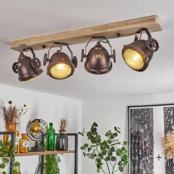 Lampes Industrielles-hofstein Plafonnier Herford Bronze, Écru, 4 lumières