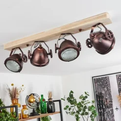 Lampes Industrielles-hofstein Plafonnier Herford Bronze, Écru, 4 lumières