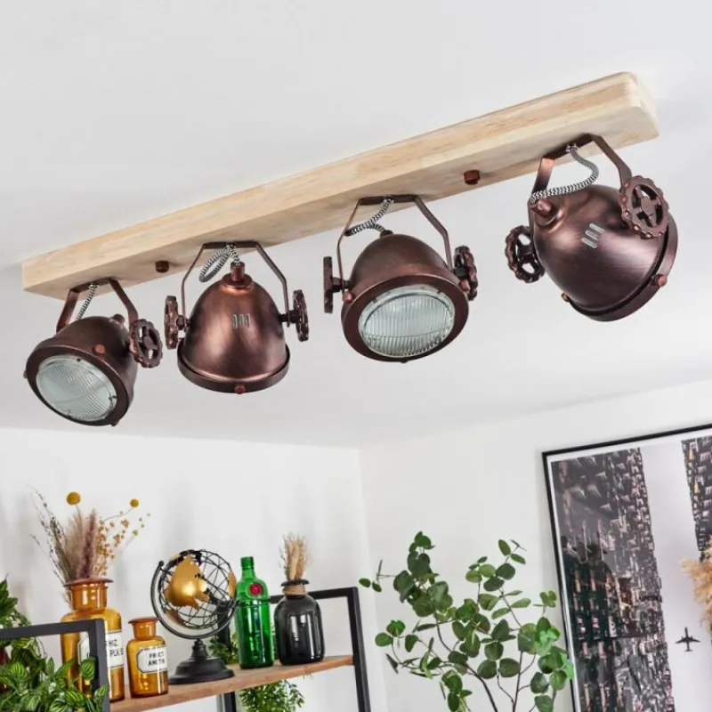 Lampes Industrielles-hofstein Plafonnier Herford Bronze, Écru, 4 lumières