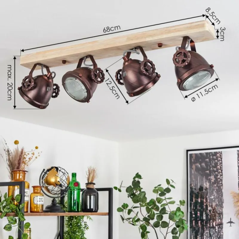 Lampes Industrielles-hofstein Plafonnier Herford Bronze, Écru, 4 lumières