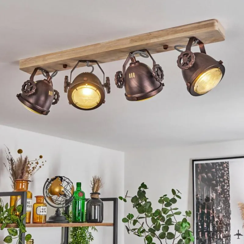 Lampes Industrielles-hofstein Plafonnier Herford Bronze, Écru, 4 lumières