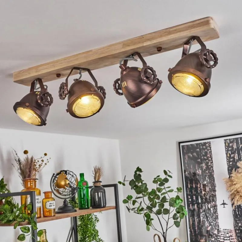 Lampes Industrielles-hofstein Plafonnier Herford Bronze, Écru, 4 lumières