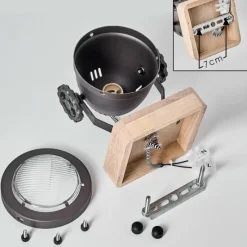 Lampes Industrielles-hofstein Plafonnier Herford Brun, Bois clair, Noir, 1 lumière