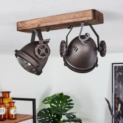 Lampes Industrielles-hofstein Plafonnier Herford Brun, Bois foncé, 2 lumières
