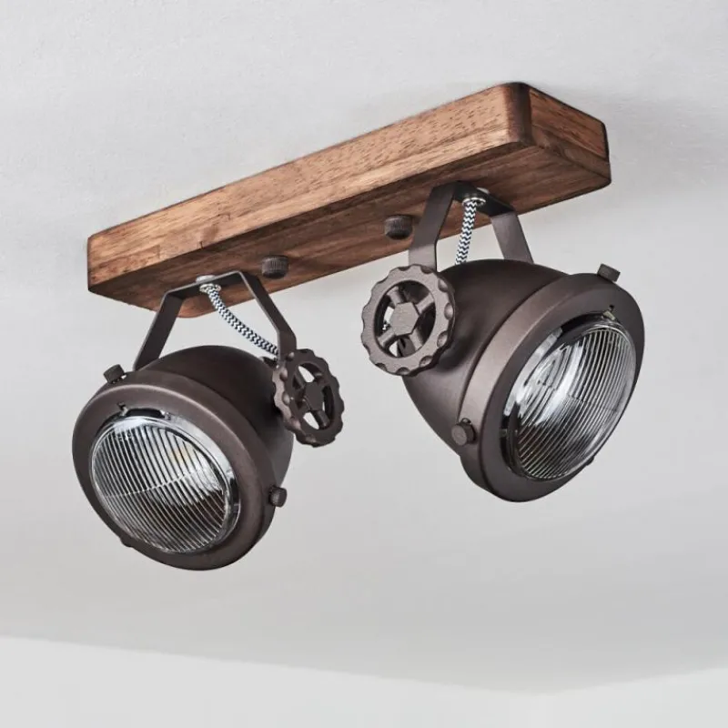 Lampes Industrielles-hofstein Plafonnier Herford Brun, Bois foncé, 2 lumières