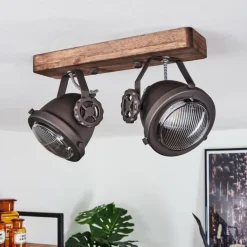 Lampes Industrielles-hofstein Plafonnier Herford Brun, Bois foncé, 2 lumières