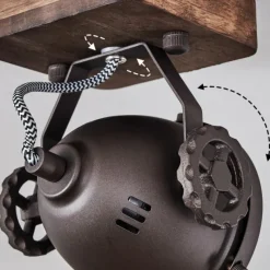 Lampes Industrielles-hofstein Plafonnier Herford Brun, Bois foncé, 1 lumière