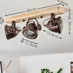 Lampes Industrielles-hofstein Plafonnier Herford Cuivre, Écru, 3 lumières