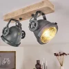 Lampes Industrielles-hofstein Plafonnier Herford Gris, Bois clair, 2 lumières