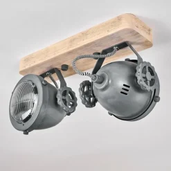 Lampes Industrielles-hofstein Plafonnier Herford Gris, Bois clair, 2 lumières