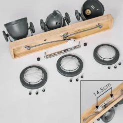 Lampes Industrielles-hofstein Plafonnier Herford Gris, Bois clair, 3 lumières