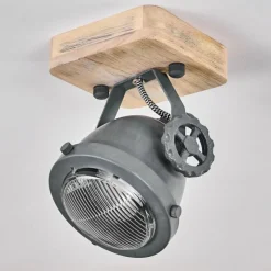 Lampes Industrielles-hofstein Plafonnier Herford Gris, Bois clair, 1 lumière