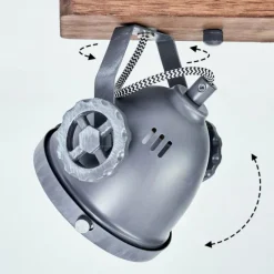 Lampes Industrielles-hofstein Plafonnier Herford Gris, Bois foncé, 3 lumières