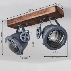 Lampes Industrielles-hofstein Plafonnier Herford Gris, Bois foncé, 2 lumières