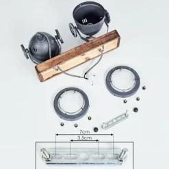 Lampes Industrielles-hofstein Plafonnier Herford Gris, Bois foncé, 2 lumières