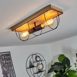 Lampes Vintages & Rétros-hofstein Plafonnier Hodne Écru, Noir, 2 lumières