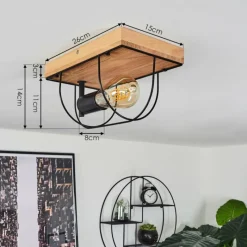 Lampes Vintages & Rétros-hofstein Plafonnier Hodne Écru, Noir, 1 lumière