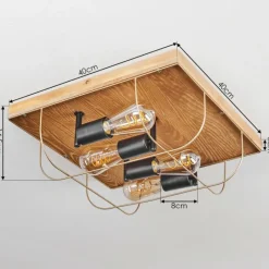 Lampes Dorées-hofstein Plafonnier Hodne Écru, Noir, 4 lumières