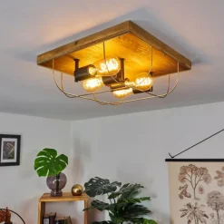 Lampes Dorées-hofstein Plafonnier Hodne Écru, Noir, 4 lumières