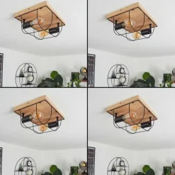 Lampes Vintages & Rétros-hofstein Plafonnier Hodne Écru, Noir, 2 lumières