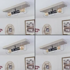 Lampes Vintages & Rétros-hofstein Plafonnier Hodne Gris, Écru, Noir, 2 lumières