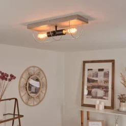 Lampes Vintages & Rétros-hofstein Plafonnier Hodne Gris, Écru, Noir, 2 lumières