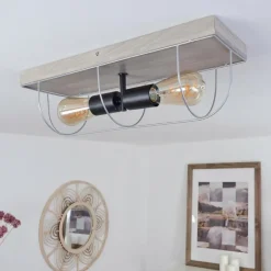 Lampes Vintages & Rétros-hofstein Plafonnier Hodne Gris, Écru, Noir, 2 lumières