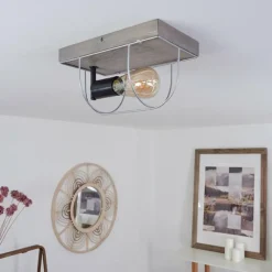 Lampes Vintages & Rétros-hofstein Plafonnier Hodne Gris, Écru, Noir, 1 lumière