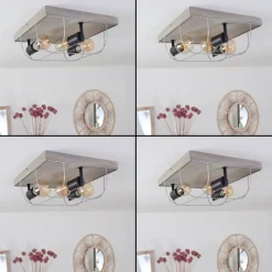 Lampes Vintages & Rétros-hofstein Plafonnier Hodne Gris, Écru, Noir, 3 lumières