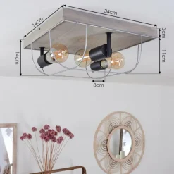 Lampes Vintages & Rétros-hofstein Plafonnier Hodne Gris, Écru, Noir, 3 lumières