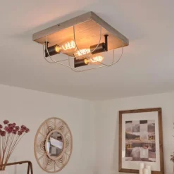 Lampes Vintages & Rétros-hofstein Plafonnier Hodne Gris, Écru, Noir, 3 lumières