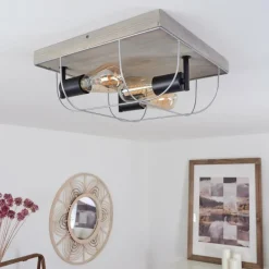 Lampes Vintages & Rétros-hofstein Plafonnier Hodne Gris, Écru, Noir, 3 lumières