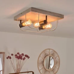 Lampes Vintages & Rétros-hofstein Plafonnier Hodne Gris, Écru, Noir, 3 lumières