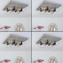 Lampes Vintages & Rétros-hofstein Plafonnier Hodne Gris, Écru, Noir, 4 lumières