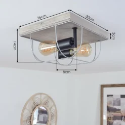 Lampes Vintages & Rétros-hofstein Plafonnier Hodne Gris, Noir, 2 lumières