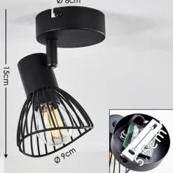 hofstein Plafonnier Holbol Noir, 1 lumière