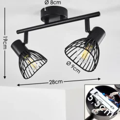 hofstein Plafonnier Holbol Noir, 2 lumières