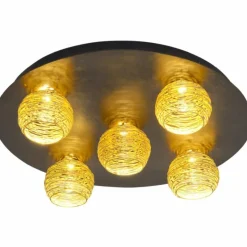 Lampes Dorées-Luminaires Holländer Plafonnier Holländer CARILLON LED Brun, Or, Noir, 5 lumières