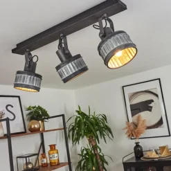 Lampes Industrielles-hofstein Plafonnier Holsa Noir, 3 lumières