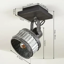 Lampes Industrielles-hofstein Plafonnier Holsa Noir, 1 lumière